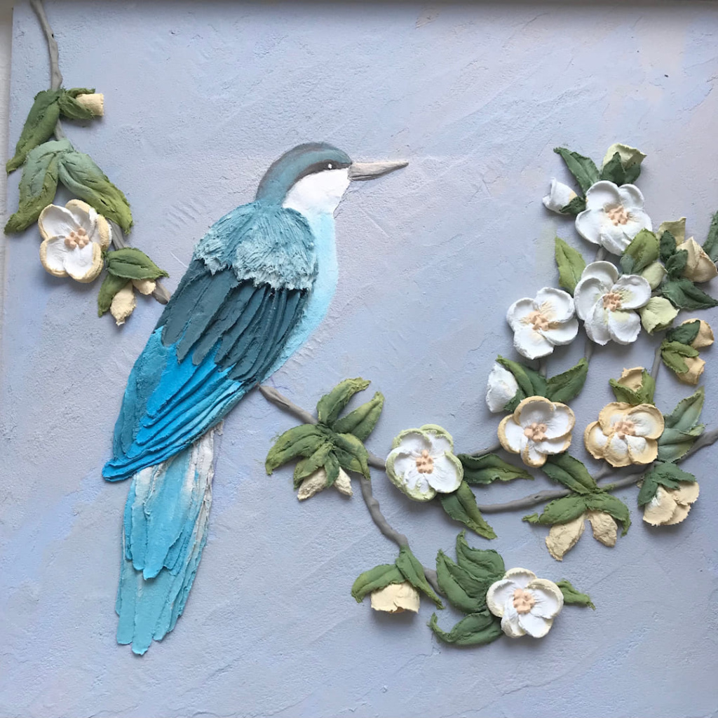 скульптурная живопись, 3D птицы, объёмная картина с птицами
